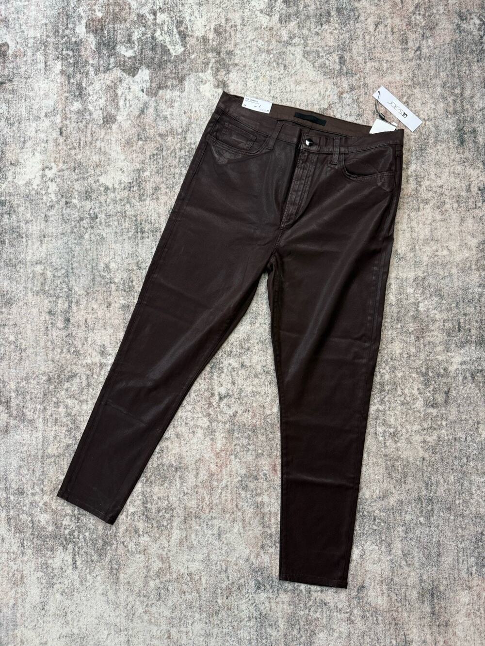 NWT Joe's Jeans Sz 34 The Charlie Coated High Rise Skinny Ankle Dark Cocoa Brown